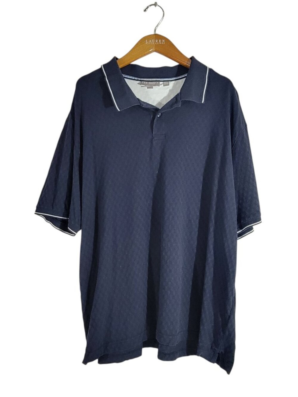 Ted Baker Textured Knit Polo Mens XXL 100% Cotton Blue Preppy Golf Office